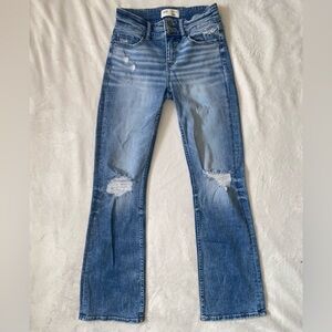 SZ 25 x 31.5 BKE Women's Light Blue Distressed Mid Rise Boot-Cut Stretchy Jeans